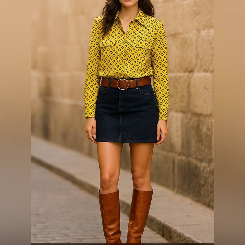 Forever 21 Yellow Patterned Blouse